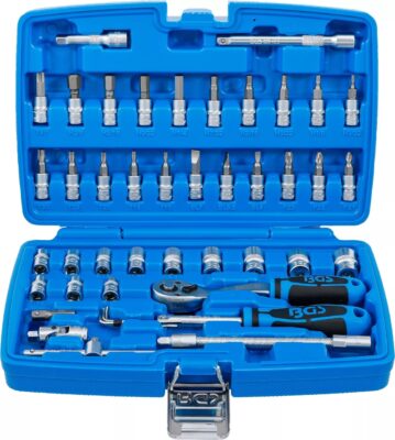 Set chei tubulare, actionare 1/4" marimi in ţoli, 46 piese, BGS 2141