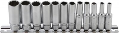 Set chei tubulare adânci in 12 colturi marimi in ţoli 5/32"- 9/16", antrenare 6, 3 mm (1/4"), 12 piese, BGS 2757