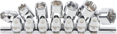 Set chei tubulare articulate in inch| Antrenare patrat interior 10 mm (3/8") | 3/8" - 3/4" inch ,7 piese, BGS 9501