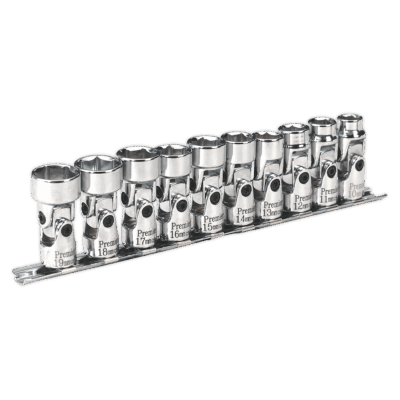 Set chei tubulare cu articulatii, sistem metric, 10 piese, 3/8”, Sealey