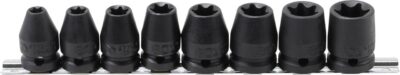 Set chei tubulare de impact Profil E, E10 - E24, antrenare 1/2", 8 piese, BGS 9779