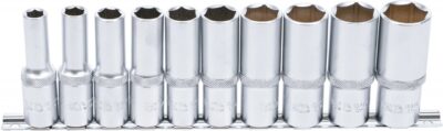 Set chei tubulare in Inch 3/8"-15/16", adanci profil hexagon, antrenare 1/2", 10 piese, BGS 2435