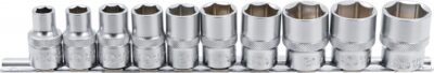 Set chei tubulare in Inch 3/8"-15/16" cu profil hexagon, antrenare 1/2", 10 piese, BGS 9113