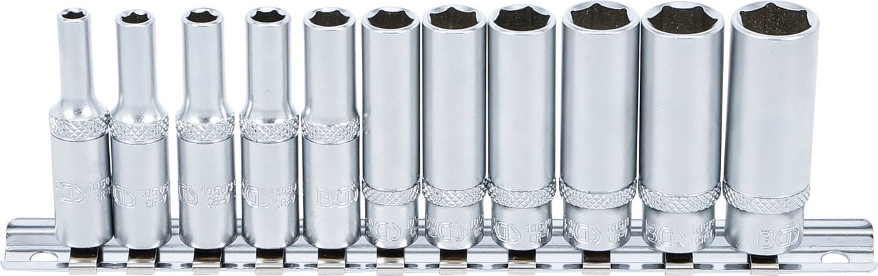 Set chei tubulare lungi 4 -13 mm, profil hexagon, antrenare 6,3 mm (1/4″), 11 piese, BGS 2221 – Truse Scule Set chei tubulare lungi 4 -13 mm, profil hexagon, antrenare 6,3 mm (1/4"), 11 piese, BGS 2221 - Truse Scule