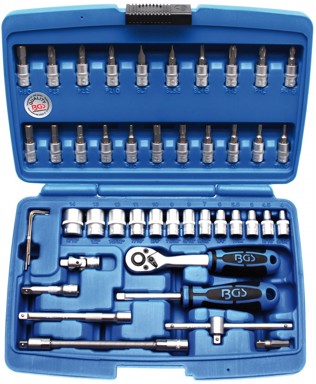 Set chei tubulare Super Lock 4-14mmm, antrenare 6,3 mm (1/4″), 46 piese, BGS 2145 – Truse Scule Set chei tubulare Super Lock 4-14mmm, antrenare 6,3 mm (1/4"), 46 piese, BGS 2145 - Truse Scule