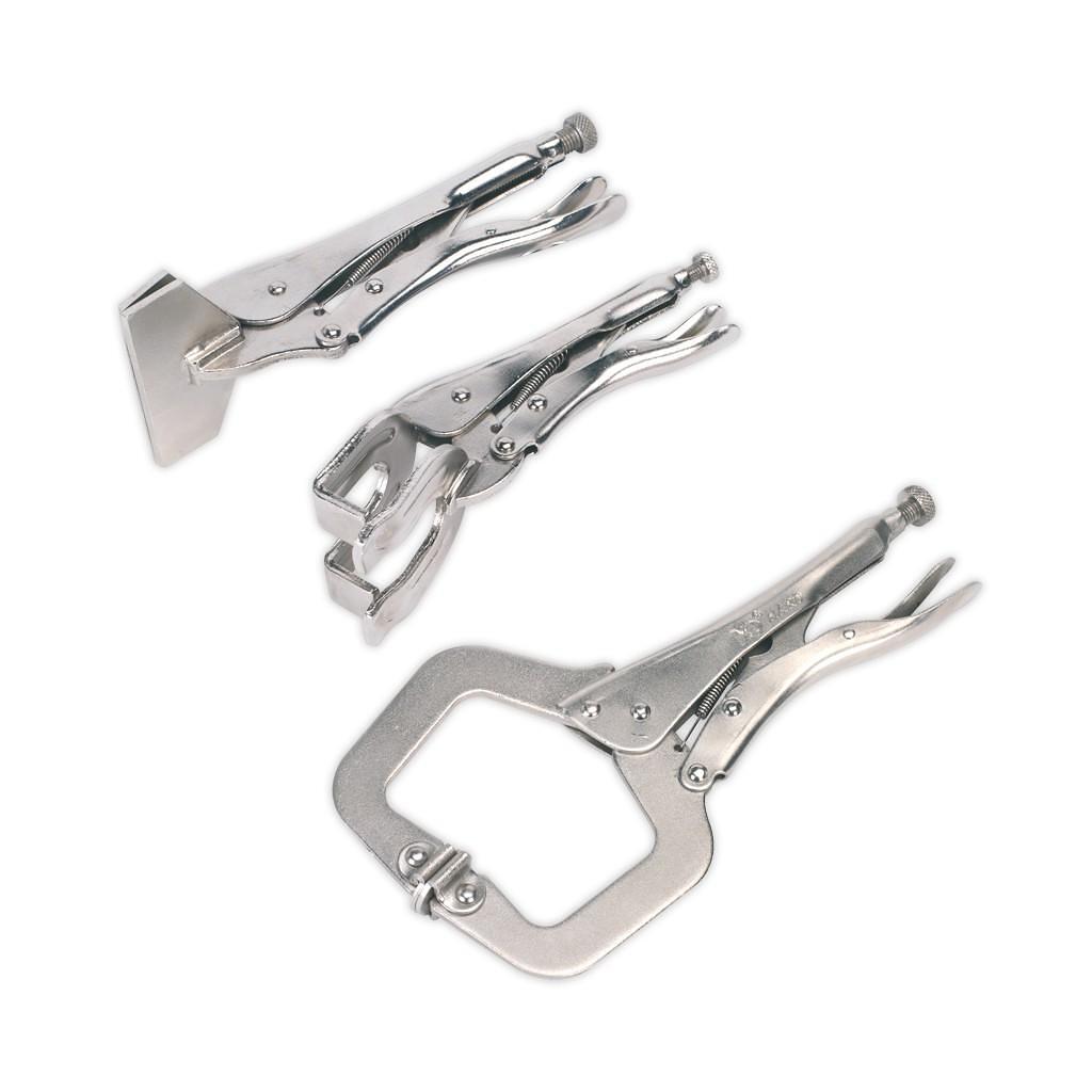 Set clesti autoblocanti pentru tinichigerie, 3 piese – In lucru Set clesti autoblocanti pentru tinichigerie, 3 piese - In lucru