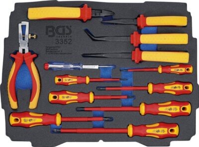 Set cleşti / şurubelniţe VDE in termoformat, 13 piese, BGS 3352