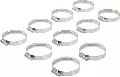 Set coliere din inox pentru furtun cu diametre intre 40 - 60 mm, 10 piese, BGS 8095-40x60