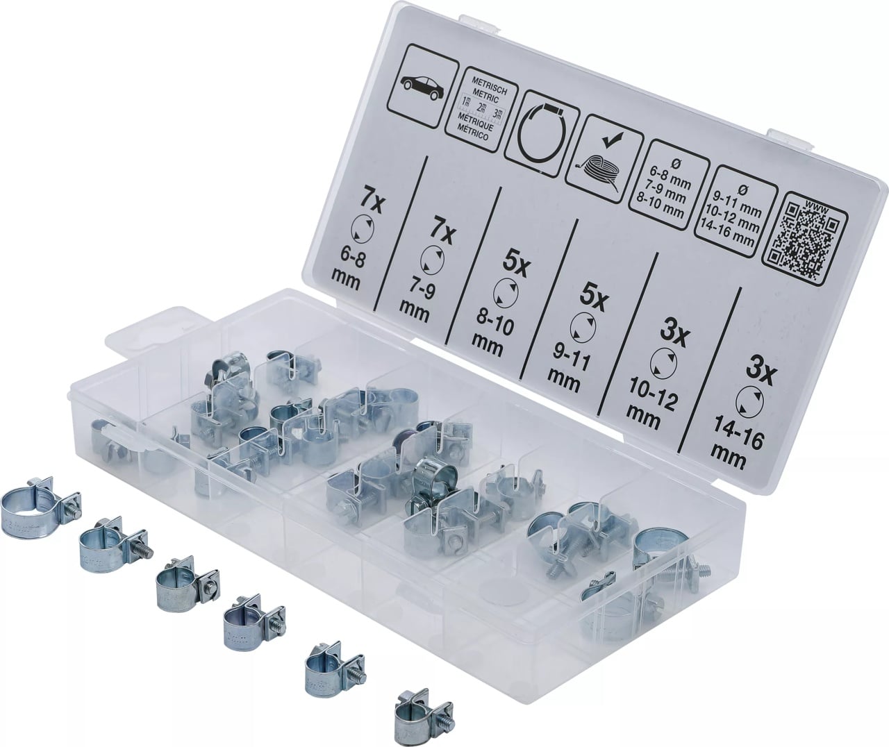Set coliere din otel pentru furtun cu diametre de la 6-8 mm pana la 16-46 mm, BGS 9476 – Consumabile etansare si fixare Set coliere din otel pentru furtun cu diametre de la 6-8 mm pana la 16-46 mm, BGS 9476 - Consumabile etansare si fixare