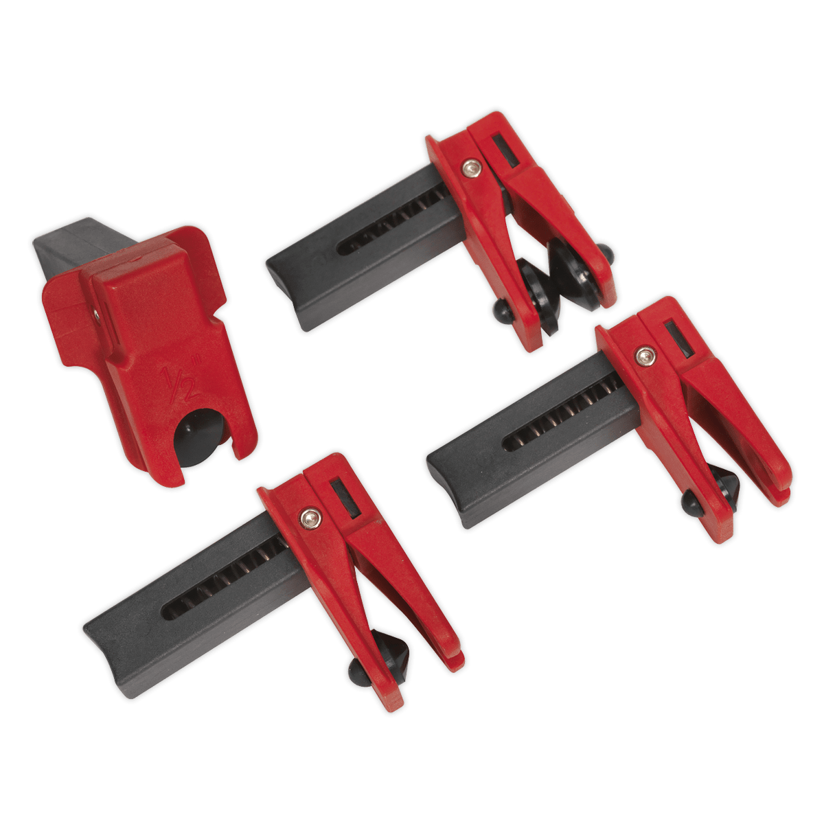 Set coliere tevi combustibil/frana, 4 piese, Sealey – In lucru Set coliere tevi combustibil/frana, 4 piese, Sealey - In lucru