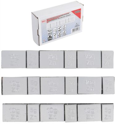 Set contragreutati pentru roti din Aluminiu | type 363 | 100 x 45gr. | 100 piese, BGS 9426