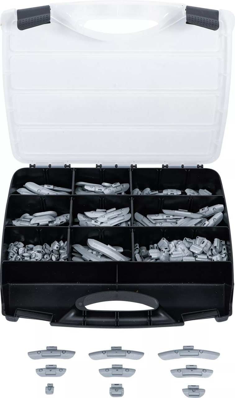 Set contragreutati pentru roti din otel, dimensiuni 5 – 45gr, material Zinc, 320 piese, BGS 9425 – Scule service roti Set contragreutati pentru roti din otel, dimensiuni 5 - 45gr, material Zinc, 320 piese, BGS 9425 - Scule service roti