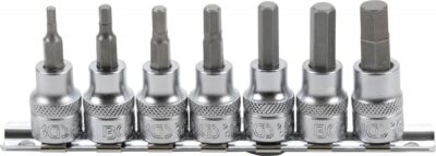 Set cu biti Imbus in Inch 1/8" - 3/8", antrenare cu tubulara 3/8", 7 piese, BGS 5104