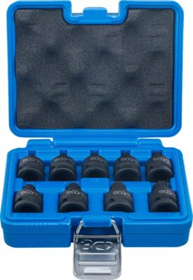 Set cu biti Spline (XZN) de impact M4 - M16, lungime 42mm, cu antrenare 1/2”, 9 piese, BGS 5487