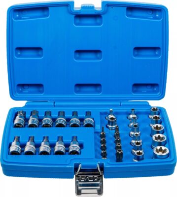 Set cu biti Torx T10 - T60 si tubulare Profil E E4 - E20, antrenare cu cu tubulara 3/8", 34 piese , BGS 5021