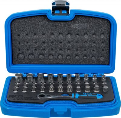 Set de biti combinati Imbus, Spline (XZN), Ribe + tubulare si clichet cu antrenare profil 12mm, 44 piese, BGS 9366