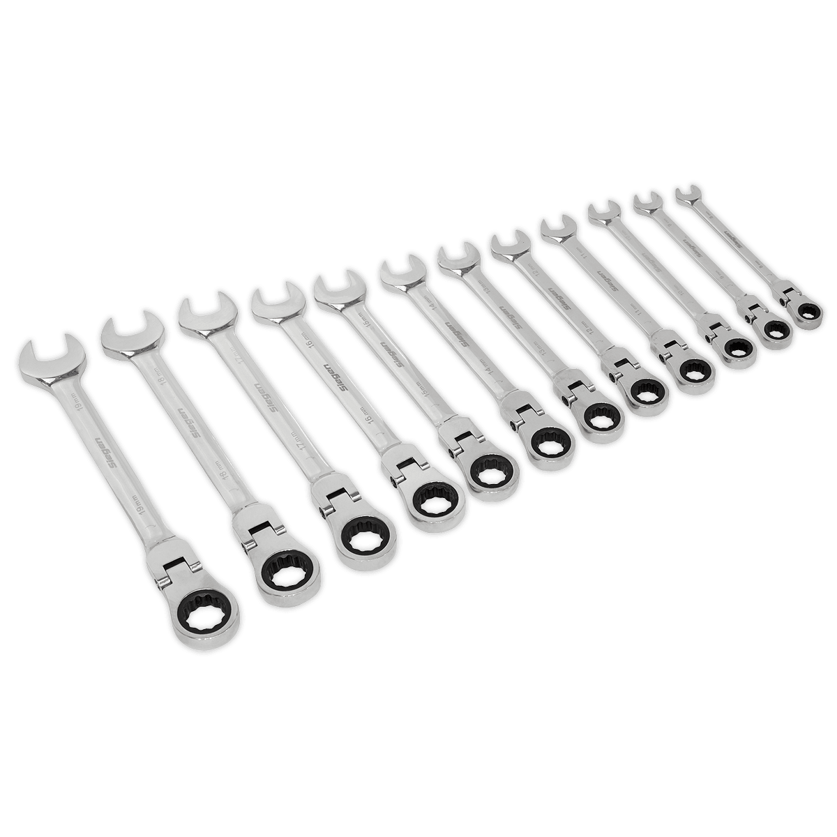 Set de chei combinate cu clichet flexibil, 8 – 19mm, 12 piese – In lucru Set de chei combinate cu clichet flexibil, 8 - 19mm, 12 piese - In lucru