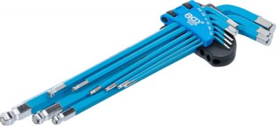 Set de chei Imbus in Inch tip L cu cap sferic extralungi | 9 piese, BGS 35101