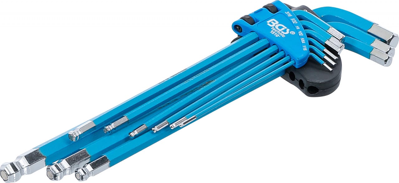 Set de chei Imbus in Inch tip L cu cap sferic extralungi | 9 piese, BGS 35101 – Chei Speciale in Inch Set de chei Imbus in Inch tip L cu cap sferic extralungi | 9 piese, BGS 35101 - Chei Speciale in Inch