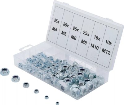 Set de piuliţe hexagonale cu autoblocare, 146 piese, BGS 8135