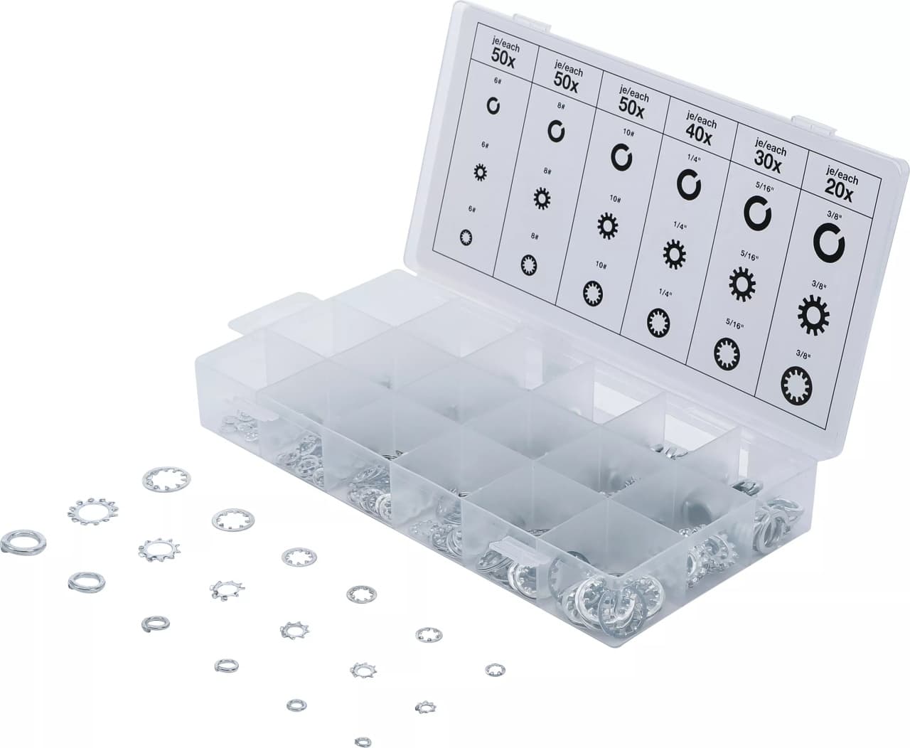 Set de saibe cu forme si dimensiuni diferite, 720 piese, BGS 8113 – Consumabile etansare si fixare Set de saibe cu forme si dimensiuni diferite, 720 piese, BGS 8113 - Consumabile etansare si fixare
