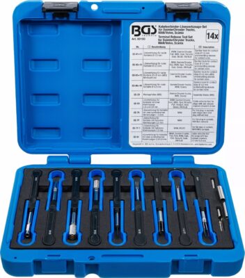 Set demontat terminale din prize si cuple electrice pentru MAN+Volvo, 14 piese, BGS 60150