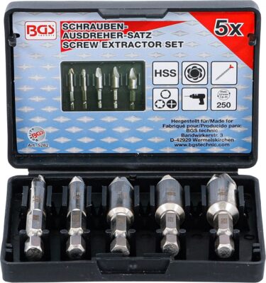 Set extractoare pentru suruburi cu cap in Cruce, Torx sau profil Hexagon, 5 piese, BGS 5282