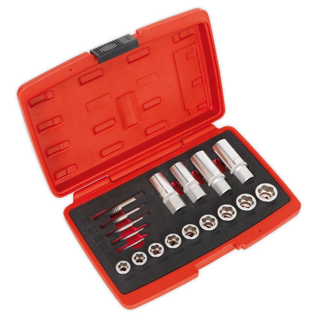 Set extractoare pentru suruburi rupte, 18 piese, Sealey – In lucru Set extractoare pentru suruburi rupte, 18 piese, Sealey - In lucru