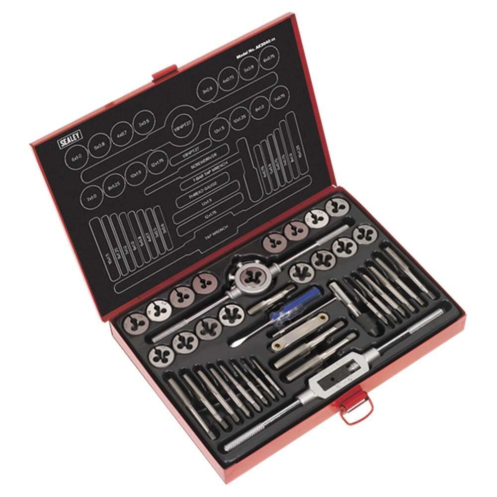 Set filiere si tarozi, 40 piese, SEALEY – In lucru Set filiere si tarozi, 40 piese, SEALEY - In lucru