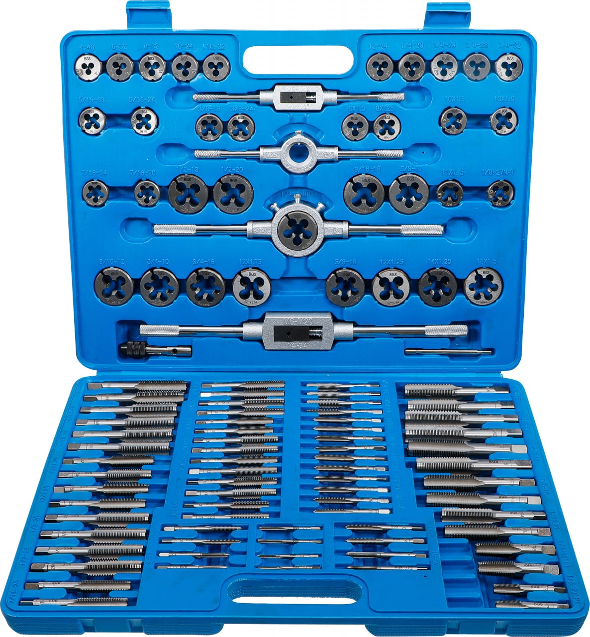 Set filiere si tarozi in Inch, 110 piese, BGS 900 – Reparatie filete Set filiere si tarozi in Inch, 110 piese, BGS 900 - Reparatie filete