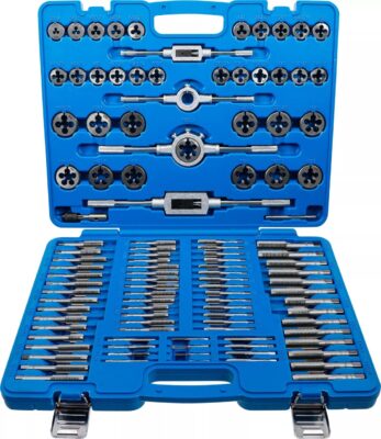 Set filiere si tarozi pentru pas normal si pas fin M2 - M18, 110 piese, BGS 1900