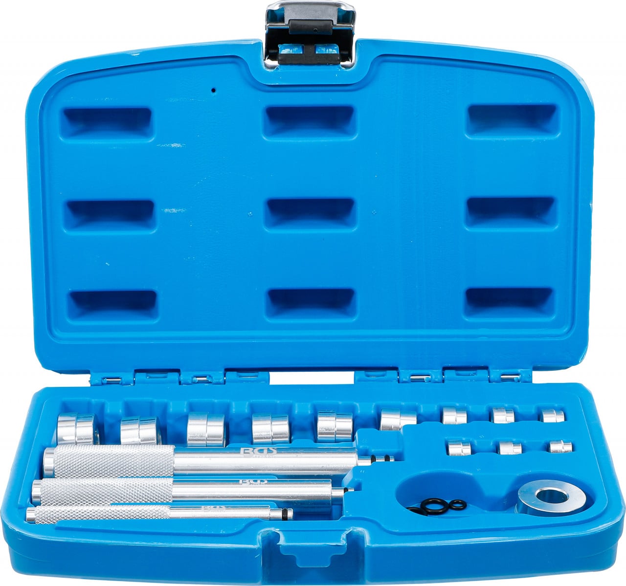 Set flanse din Aluminiu pentru montat si demontat rulmenti, 12 piese, BGS 1524 – Motor Set flanse din Aluminiu pentru montat si demontat rulmenti, 12 piese, BGS 1524 - Motor