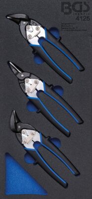 Set foarfece in termoformat : foarfeca pentru taiat drept, foarfeca pe mana stanga, foarfeca pe mana dreapta, lungime 195mm, BGS 4125