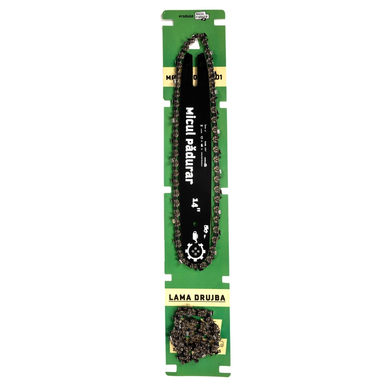 Set lama+2 lanturi Micul Padurar, 14″, pas 3/8, grosime 1.3mm, 50pinteni, 25dinti – In lucru Set lama+2 lanturi Micul Padurar, 14", pas 3/8, grosime 1.3mm, 50pinteni, 25dinti - In lucru