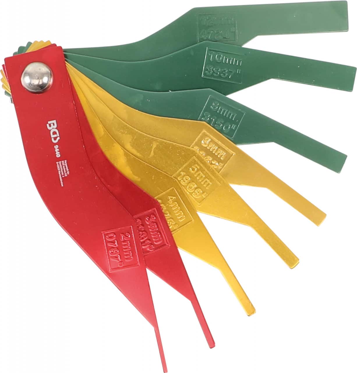 Set lere de verificare uzura pentru placute de frana, plaja 2 mm – 12 mm, 8 piese, BGS 9440 – Sistem franare Set lere de verificare uzura pentru placute de frana, plaja 2 mm - 12 mm, 8 piese, BGS 9440 - Sistem franare