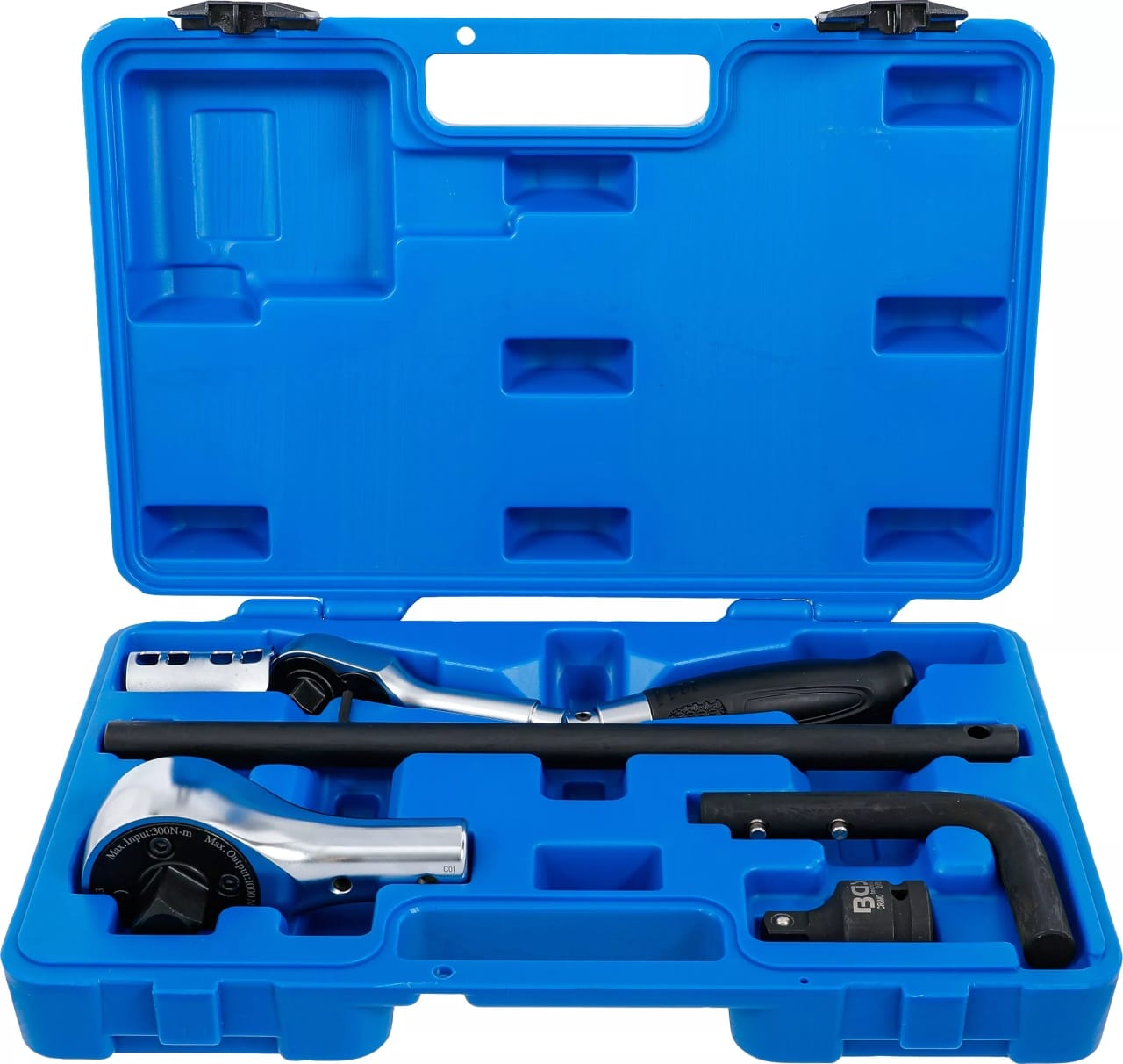 Set multiplicator pentru prezoane de roti, cuplu max. 1000Nm, intrare12,5 mm (1/2″), iesire 20 mm (3/4″), 6 piese, BGS 1204 – Scule service roti Set multiplicator pentru prezoane de roti, cuplu max. 1000Nm, intrare12,5 mm (1/2"), iesire 20 mm (3/4"), 6 piese, BGS 1204 - Scule service roti