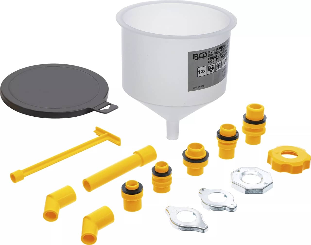 Set pâlnii pentru umplere cu lichid de racire, 12 piese, BGS 70000 – Schimb ulei Set pâlnii pentru umplere cu lichid de racire, 12 piese, BGS 70000 - Schimb ulei