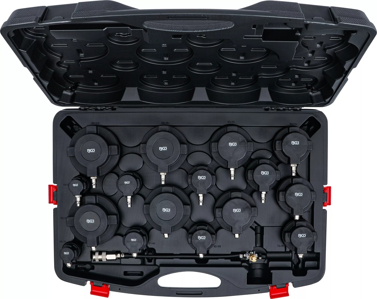 Set pentru testare presiune sistem turbocompresor | 17 piese, BGS 9585 – Testere presiune/compresie si injectie Set pentru testare presiune sistem turbocompresor | 17 piese, BGS 9585 - Testere presiune/compresie si injectie