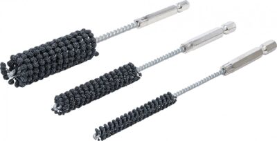 Set perii de honuire flexibile acţionare cu cap hexagonal 1/4", granulaţie 60 / 80, dimensiuni 8 - 12 - 20 mm, 3 piese, BGS 1272