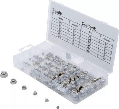 Set piulite cu cap bombat nichelate M3-M10mm, 150 piese, BGS 14130