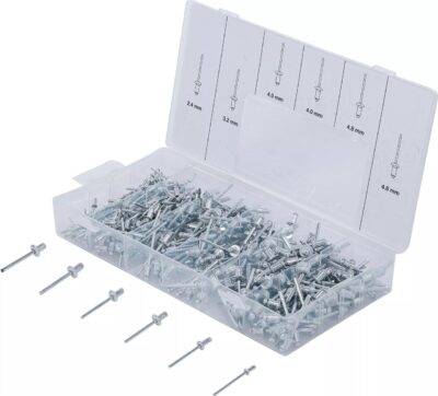 Set pop-nituri aluminiu/otel, marimi: 2,4 - 3,2 - 4 - 4,8 mm, 400 buc, BGS 8058