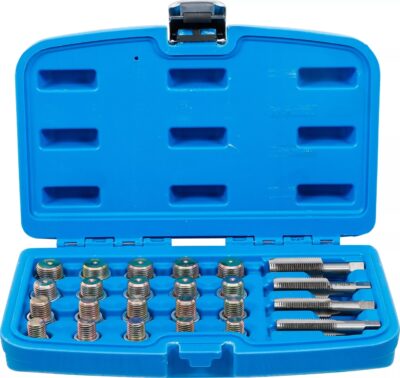 Set reparaţie pentru filet baie scurgere ulei M13x 1.5, M15x 1.5,M17x 1.5, M20 x 1.5, 64 piese, BGS 126