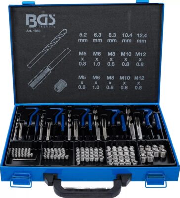 Set reparatii filete cu insertii Helicoil M5-M12 , 130 piese, BGS 1950