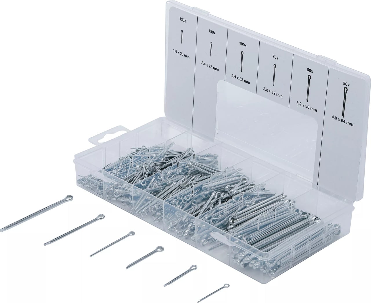 Set splinturi dimensiuni Ø 1,6 – 4,0 mm, 555 piese, BGS 8048 – Consumabile etansare si fixare Set splinturi dimensiuni Ø 1,6 - 4,0 mm, 555 piese, BGS 8048 - Consumabile etansare si fixare