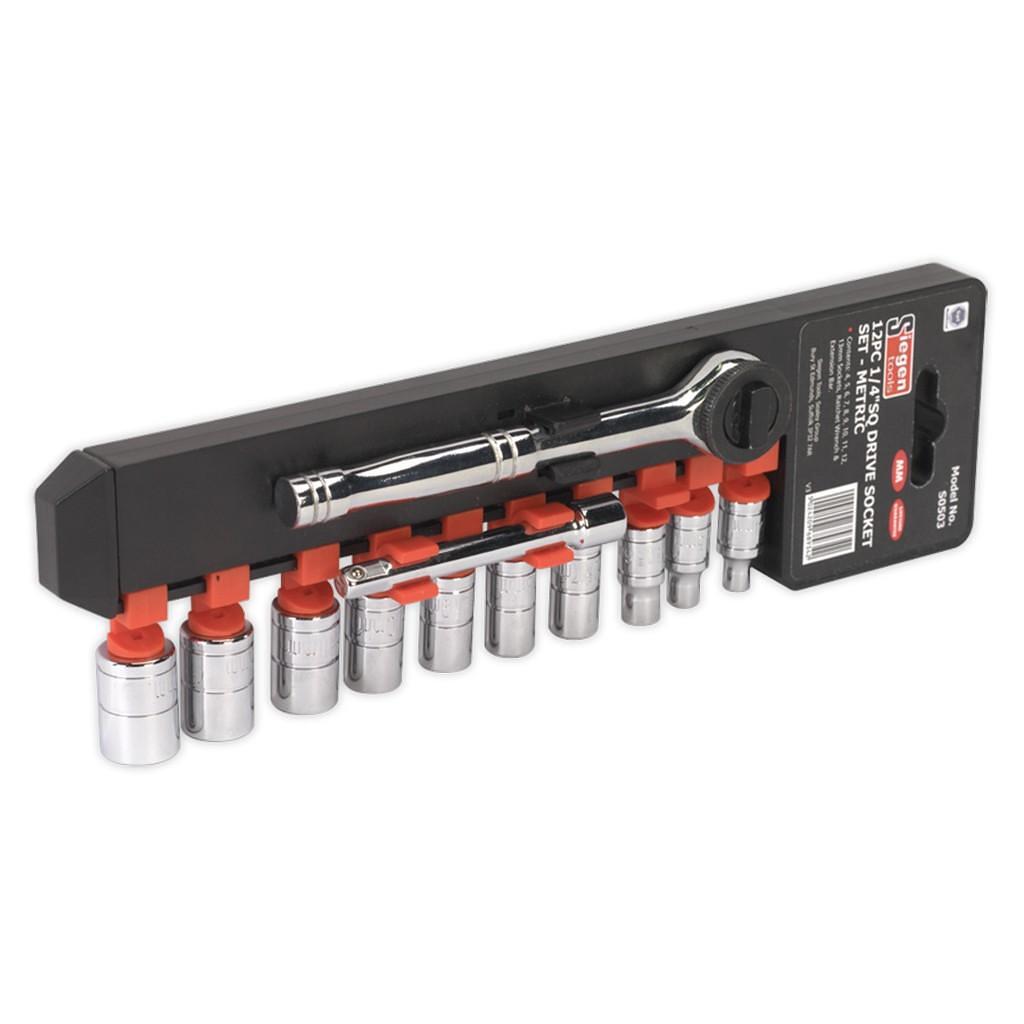 Set tubulare, 12 piese, 1/4”, Sealey – In lucru Set tubulare, 12 piese, 1/4”, Sealey - In lucru