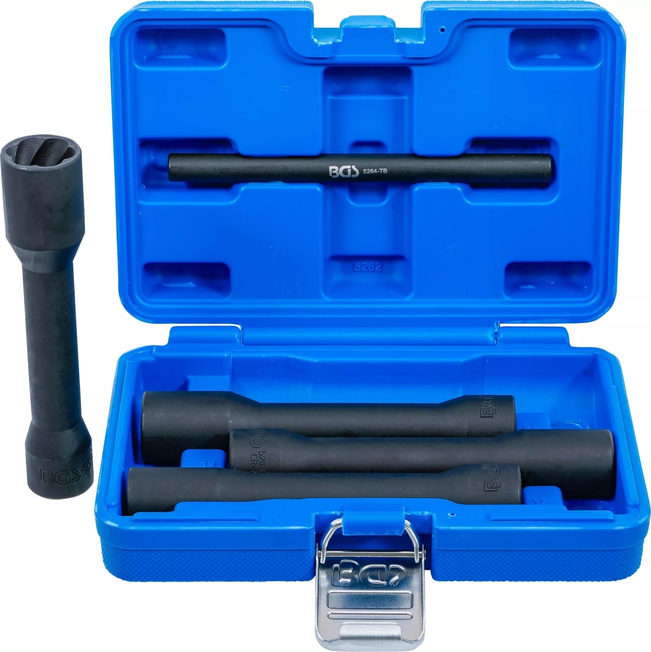 Set tubulare extractoare pentru prezoane de roti: 17 – 19 – 21 – 22, antrenare 1/2, lungime150 mm, 5 piese, BGS 5262 – Scule service roti Set tubulare extractoare pentru prezoane de roti: 17 - 19 - 21 - 22, antrenare 1/2, lungime150 mm, 5 piese, BGS 5262 - Scule service roti