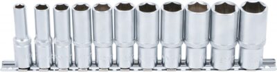 Set tubulare hexagon, lungi 10 mm, act. 3/8" 8 - 19 mm, 11 piese, BGS 2222