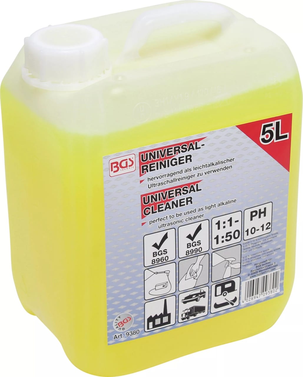 Solutie de curatat pentru cuve cu ultrasunete, capacitate 5 litri, BGS 9380 – Intretinere auto si service Solutie de curatat pentru cuve cu ultrasunete, capacitate 5 litri, BGS 9380 - Intretinere auto si service