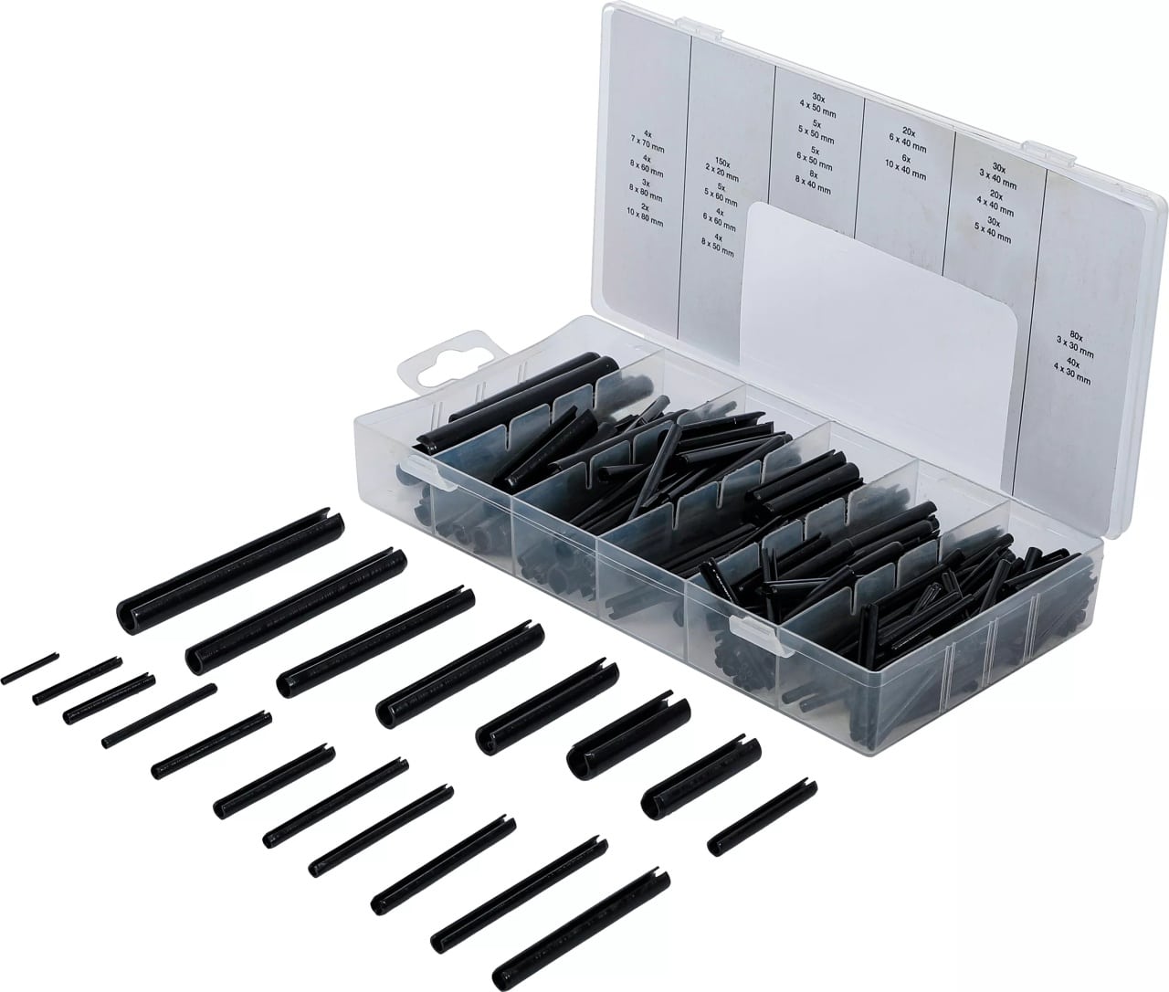 Sortiment splinturi tubulare/ ştifturi elastice, 450 piese, BGS 8054 – Consumabile etansare si fixare Sortiment splinturi tubulare/ ştifturi elastice, 450 piese, BGS 8054 - Consumabile etansare si fixare