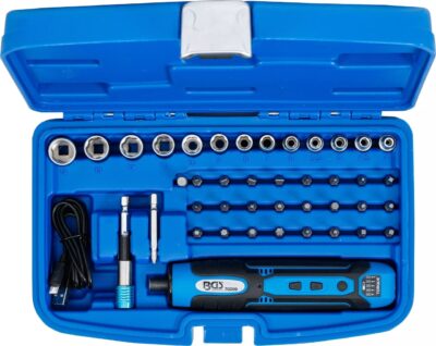 Şurubelniţa cu acumulator, inclusiv set biţi şi chei tubulare, 41 piese, BGS 70209